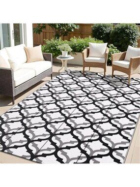 Reversible Outdoor Rug 5x8 ft Clearance, Waterproof Outdoor Plastic Straw Rug